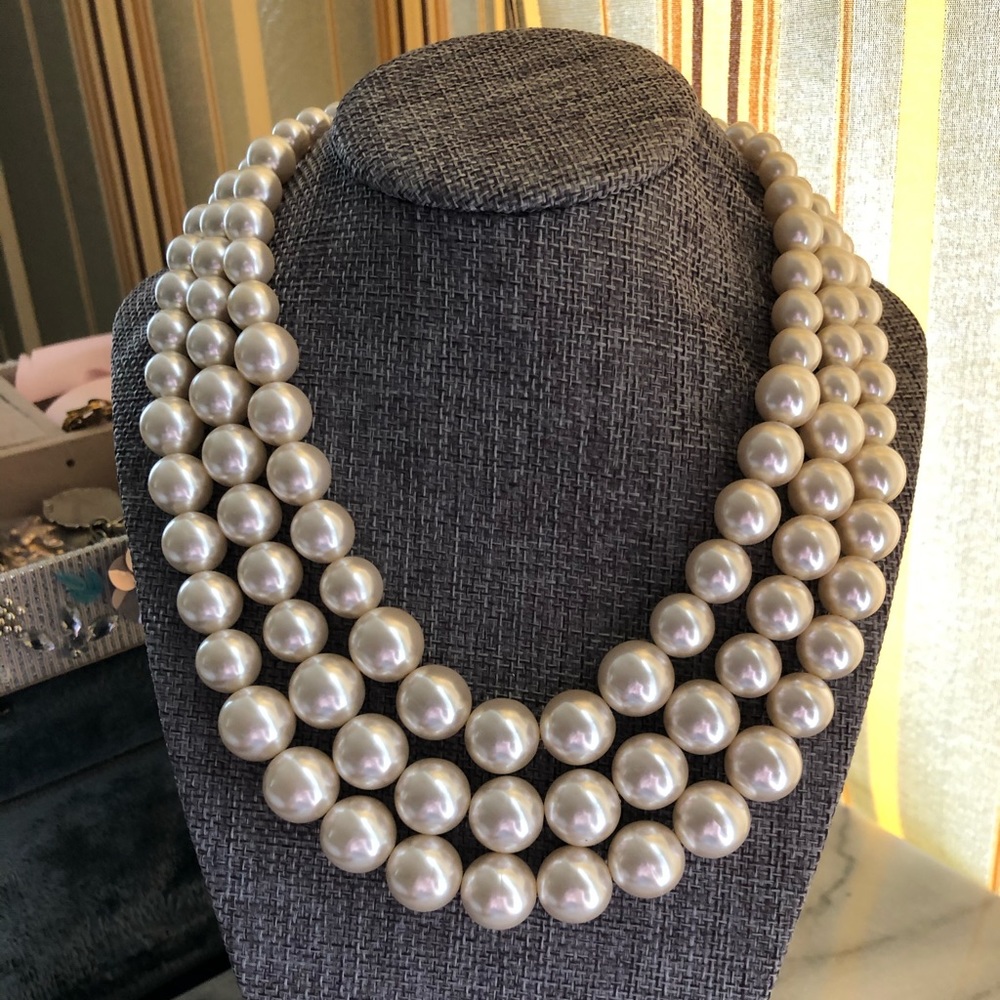 Vintage Napier triple strand faux pearls